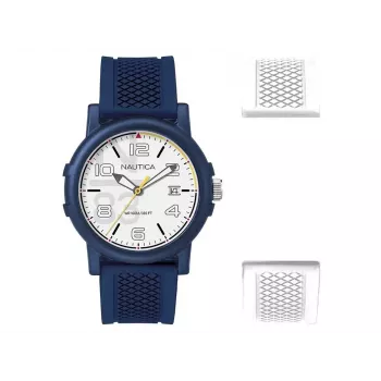 Reloj de hombre Nautica NABLEME02 cuarzo analógico esfera azul correa de silicona azul 38mm