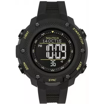 Nautica NAI19523G Reloj analógico de cuarzo para hombre, acero inoxidable y silicona, 44 mm, esfera negra, fecha