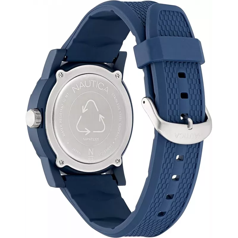 Nautica NAPATS301 reloj de hombre analógico de cuarzo 42,5mm esfera azul correa de silicona
