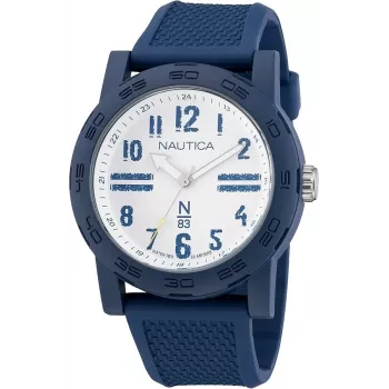 Nautica NAPATS301 Reloj de cuarzo analógico de hombre 42,5mm Esfera azul Pulsera de silicona
