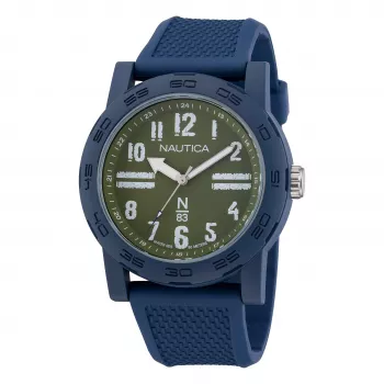 Nautica reloj de hombre NAPATS305 de cuarzo analógico esfera azul correa de silicona 42,5mm