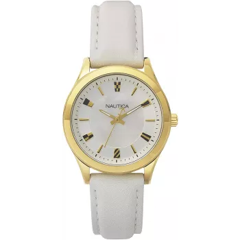 Nautica Reloj de cuarzo analógico mujer NAPVNC001 36mm Correa de silicona blanca