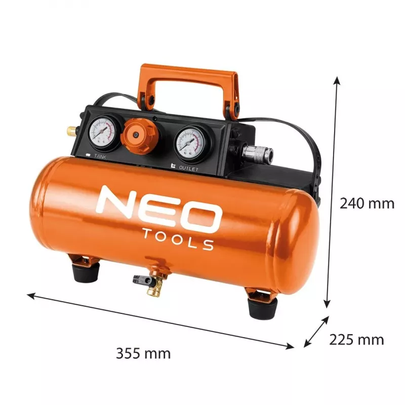 NEO TOOLS 04-620 Compresor de aire lubricado con aceite 24L 1,5kW 8bar 200L/min