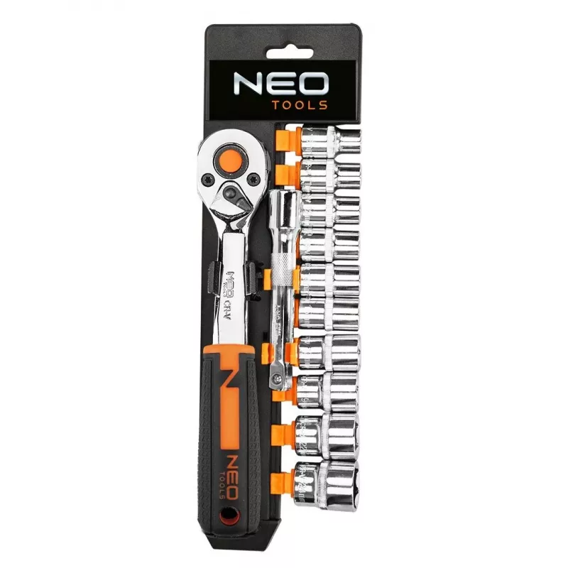 NEO Tools 10-020 Juego de llaves de vaso de 219 piezas de cromo-vanadio con accionamientos de 1/4 inch, 3/8 inch, 1/2 inch, carracas, puntas, llaves, llaves Allen
