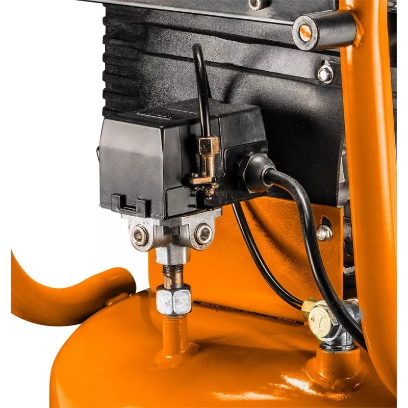 NEO TOOLS 12K010 Compresor de aire vertical lubricado con aceite, depósito de 40 L, 230 V, 1,5 kW, 8 bar, 206 L/min de aspiración, ruedas y asa