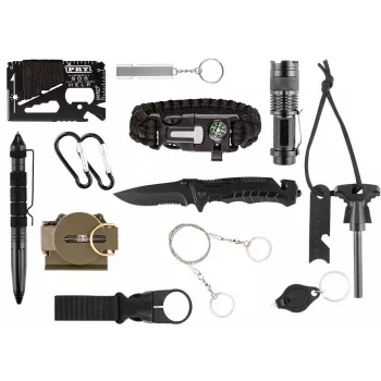 NEO TOOLS kit de supervivencia 14 en 1 con bolsa