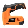 NEO Tools 16-050 grapadora manual para trabajos de tapicería, aislamiento y decoración, fuerza ajustable, grapas tipo J 6-14 mm, negro/naranja