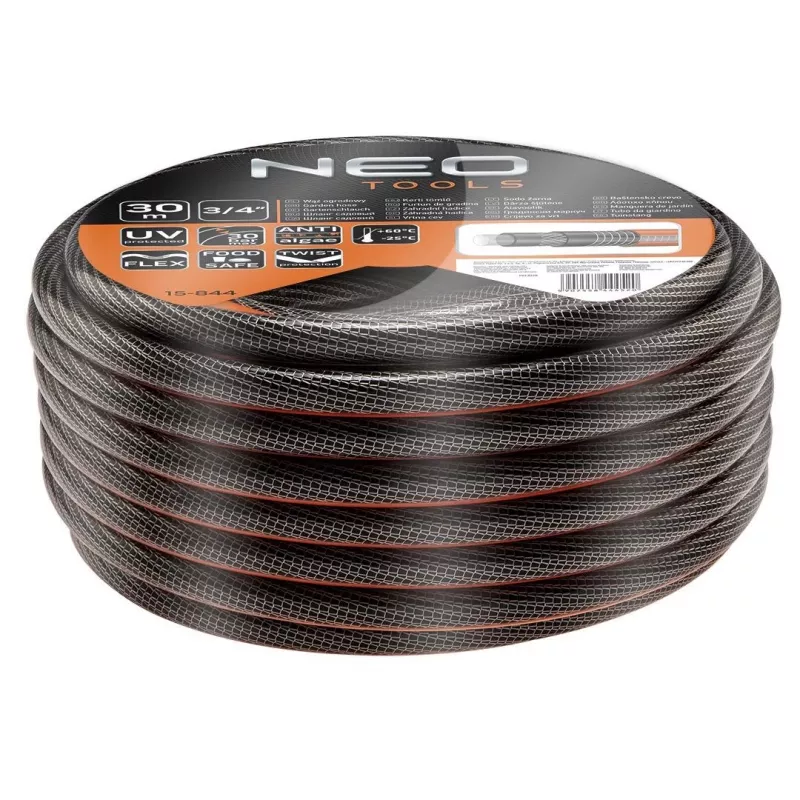 NEO TOOLS manguera de jardín de PVC reforzada de 6 capas 3/4