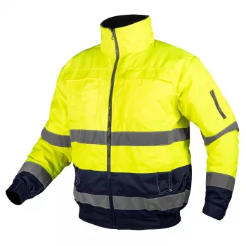 NEO TOOLS chaqueta de trabajo 3 en 1 de alta visibilidad, aislada, amarillo/azul marino, talla XL