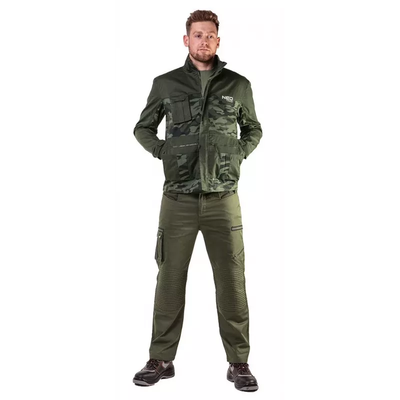 Chaqueta de trabajo NEO TOOLS 81-211-XXL, gris con detalles verdes, XXL