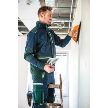 NEO Tools 81-216-XXXL Chaqueta de trabajo para hombre, gris/verde, 65% poliéster 35% algodón, 245 g/m², 7 bolsillos, codos y hombros reforzados, elementos reflectantes, EN ISO 13688:2013