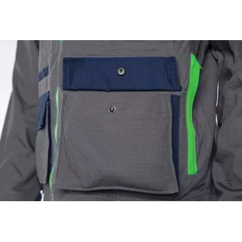 NEO TOOLS 81-217-L chaqueta de trabajo unisex, gris/negro, talla L, 65% poliéster 35% algodón, 267 g/m², 7 bolsillos, EN ISO 13688