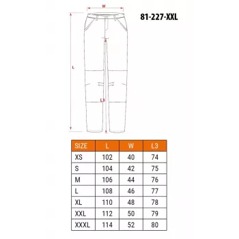NEO Tools 81-227-XXL pantalón de trabajo de protección con 9 bolsillos y bolsillos para rodilleras, gris/verde, XXL