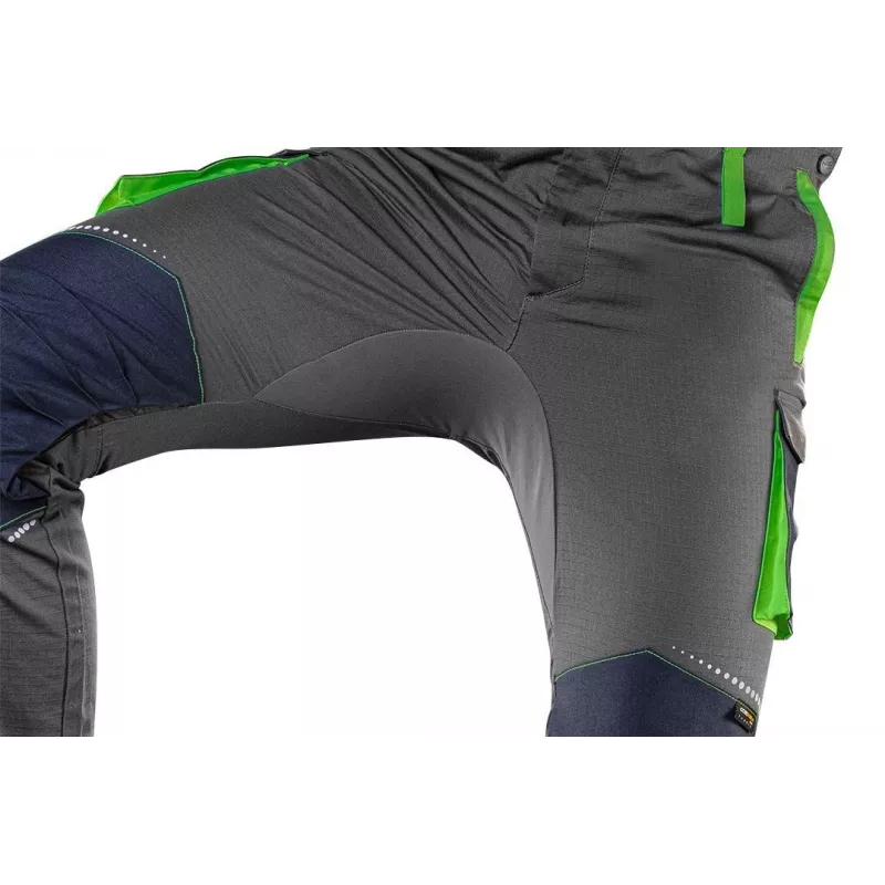 NEO TOOLS 81-247-XXL Pantalón de trabajo profesional con bolsillos para rodilleras, Gris/Verde, Talla XXL