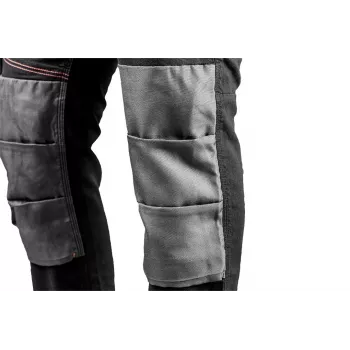 NEO TOOLS 81-248-XXL pantalón de trabajo hombre con 10 bolsillos y bolsillos para rodilleras, gris/negro, 100% algodón, 270 g/m²