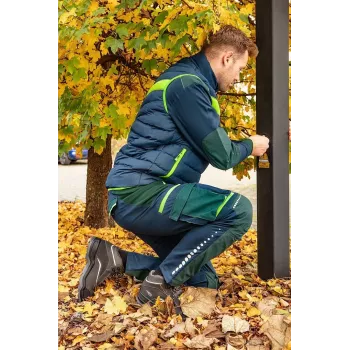 NEO Tools 81-534-XXXL pantalón de trabajo hombre con bolsillos para rodilleras, gris/verde, 100% algodón, 270 g/m², triple costura, certificado CE