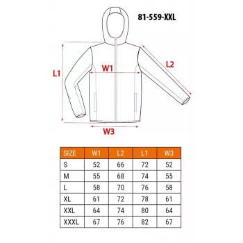Chaqueta de trabajo NEO Tools 81-559-XXL, 100% algodón, 270 g/m², gris con detalles negros y naranjas, cremallera completa, reflectante, EN ISO 13688
