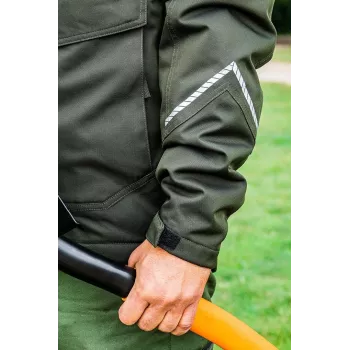 Chaqueta de trabajo softshell NEO Tools 81-573-XXL negra/gris con detalles naranjas, repelente al agua, transpirable, capucha desmontable, elementos reflectantes, unisex