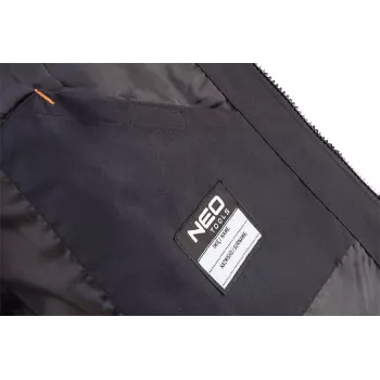 NEO TOOLS 81-574-XXL chaqueta de trabajo - impermeable, cortavientos, transpirable, negra/gris con detalles naranjas