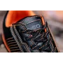 NEO Tools 82-103 Zapatos de seguridad S1P SRC con puntera de acero y protección antiperforación, parte superior de serraje y malla, suela de PU de doble densidad, transpirables, unisex, talla 42, negro con detalles naranjas