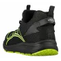 NEO TOOLS 82-161-44 zapatos de seguridad S1P SRC con puntera de acero y plantilla antiperforación, parte superior de serraje y malla, suela de PU de doble densidad, negro/gris con detalles naranjas, talla 44