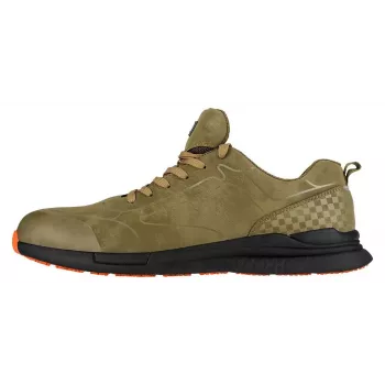 NEO Tools 82-741-47 Zapatos de seguridad S1P SRC talla 47 EU puntera de acero y protección antiperforación, parte superior de serraje y malla, suela de PU de doble densidad, negro/gris con detalles naranjas