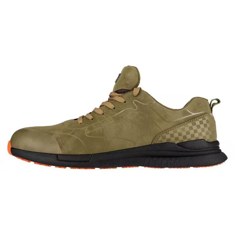 NEO Tools 82-741-47 Zapatos de seguridad S1P SRC talla 47 EU puntera de acero y protección antiperforación, parte superior de serraje y malla, suela de PU de doble densidad, negro/gris con detalles naranjas