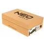 NEO Tools 82-741-47 Zapatos de seguridad S1P SRC talla 47 EU puntera de acero y protección antiperforación, parte superior de serraje y malla, suela de PU de doble densidad, negro/gris con detalles naranjas