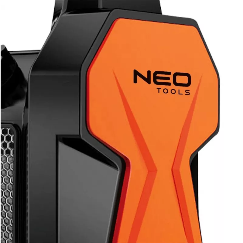 NEO Tools 90-061 Calentador de aire eléctrico 3000W, 2 niveles de calor, modo ventilador, termostato ajustable, protección contra sobrecalentamiento, negro/naranja