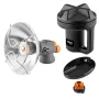 NEO TOOLS 90-134 Radiador de gas portátil con encendido piezoeléctrico, 1,7 kW, placa cerámica, para cartucho de butano/propano, negro/rojo