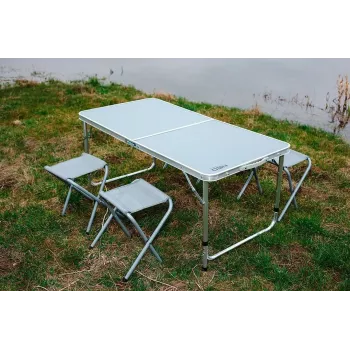 NEO TOOLS Set de camping: mesa y 4 sillas, plegable en maletín