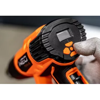 NEO TOOLS pistola de aire caliente 2000W con pantalla LCD, 50°C y 70-600°C, 4 boquillas, raspador, maletín de transporte