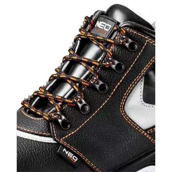Botas de seguridad de piel NEO TOOLS, puntera de acero, S1P SRC, Talla 44, Negro