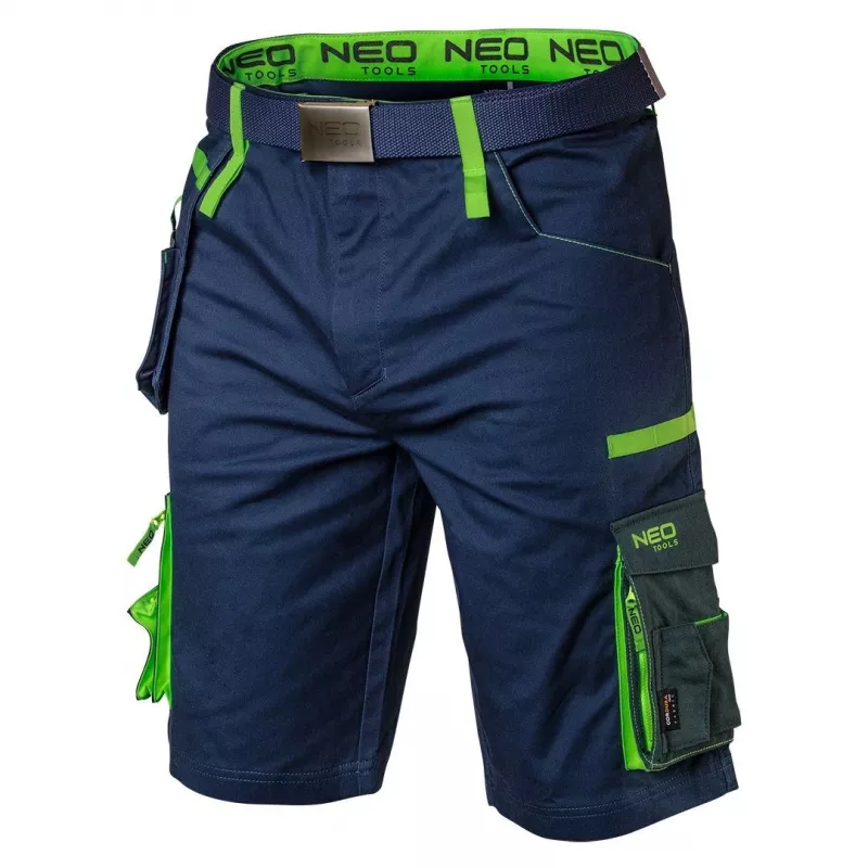 NEO TOOLS Shorts hombre de mezcla de algodón con elástico, XXXL, negro