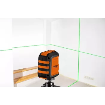 Nivel láser de líneas cruzadas NEO TOOLS TOP-75-106 con 2 rayos rojos, autonivelante, IP54, alcance 10 m, rosca de 1/4