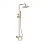 Nestos set de ducha monomando oro cepillado con cabezal de lluvia y teleducha