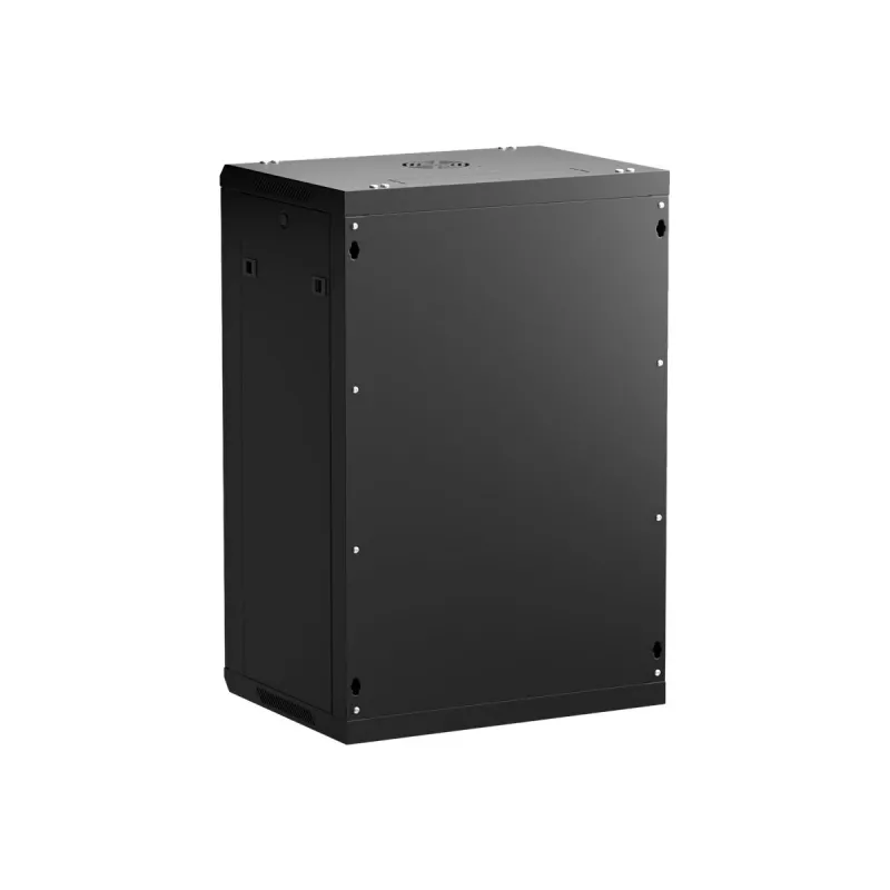 NETRACK 019-180-645-022 Armario de pared/colgado 19 pulgadas 18U 450mm puerta de cristal negro paneles laterales desmontables