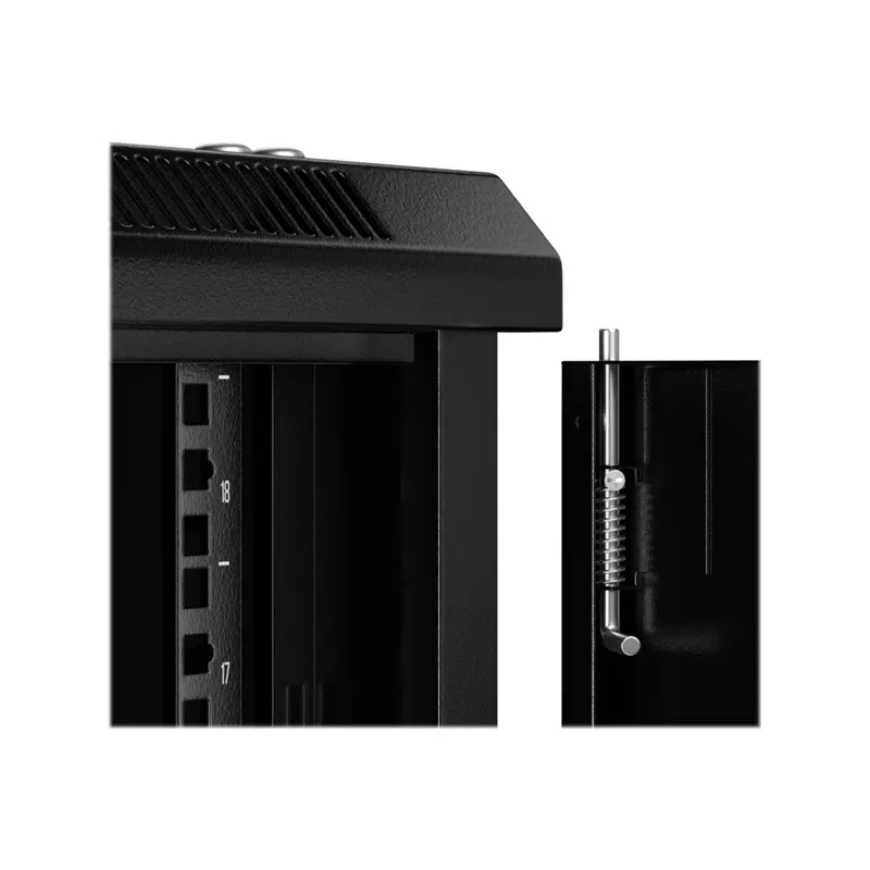 NETRACK 019-180-645-022 Armario de pared/colgado 19 pulgadas 18U 450mm puerta de cristal negro paneles laterales desmontables