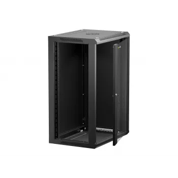 NETRACK 019-180-645-022 Armario de pared/colgado 19 pulgadas 18U 450mm puerta de cristal negro paneles laterales desmontables