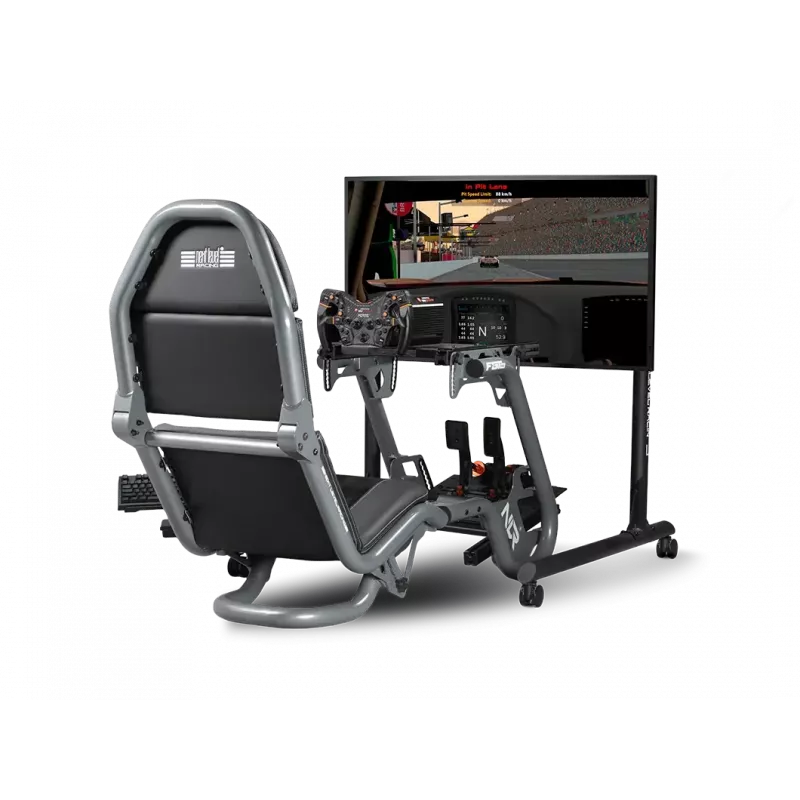 Next Level Racing Soporte de suelo - Soporte de monitor individual independiente con tubo redondo - Hasta 65 inch - Ajuste de altura, inclinación - Capacidad máxima 50 kg - negro