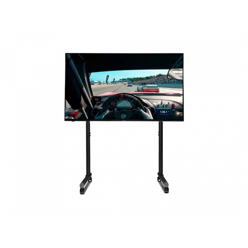 Next Level Racing Soporte de suelo - Soporte de monitor individual independiente con tubo redondo - Hasta 65 inch - Ajuste de altura, inclinación - Capacidad máxima 50 kg - negro