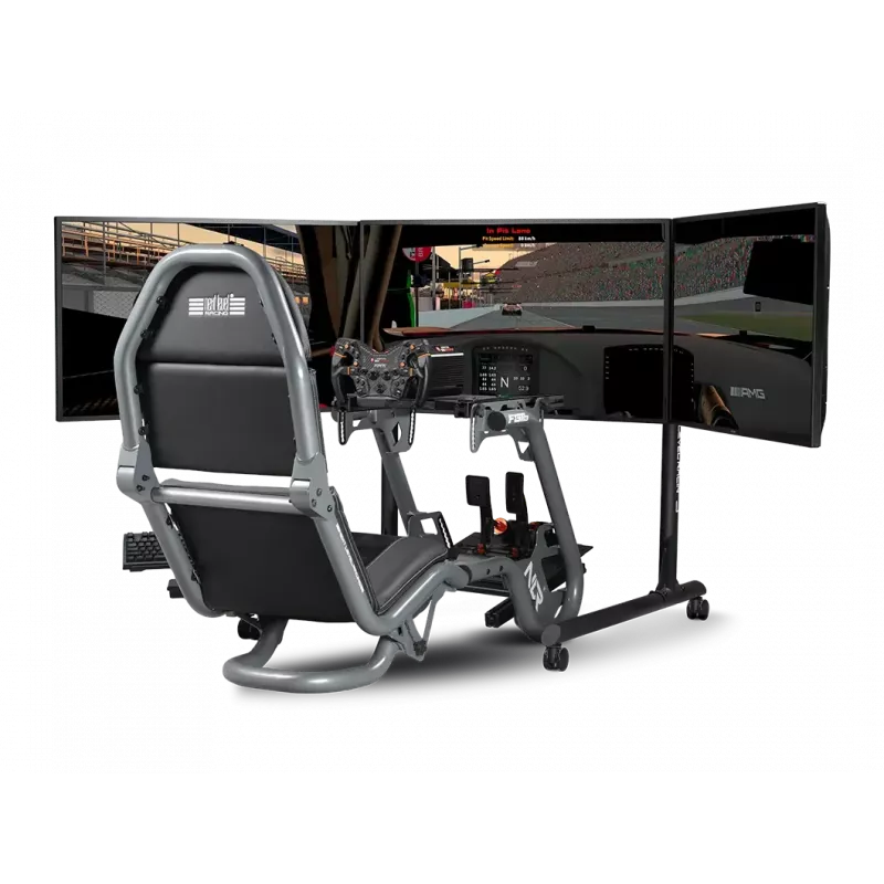 Next Level Racing Soporte de suelo para monitor individual con tubo redondo para hasta 3x43 pulgadas Altura ajustable Inclinación Capacidad máx. 50 kg Negro