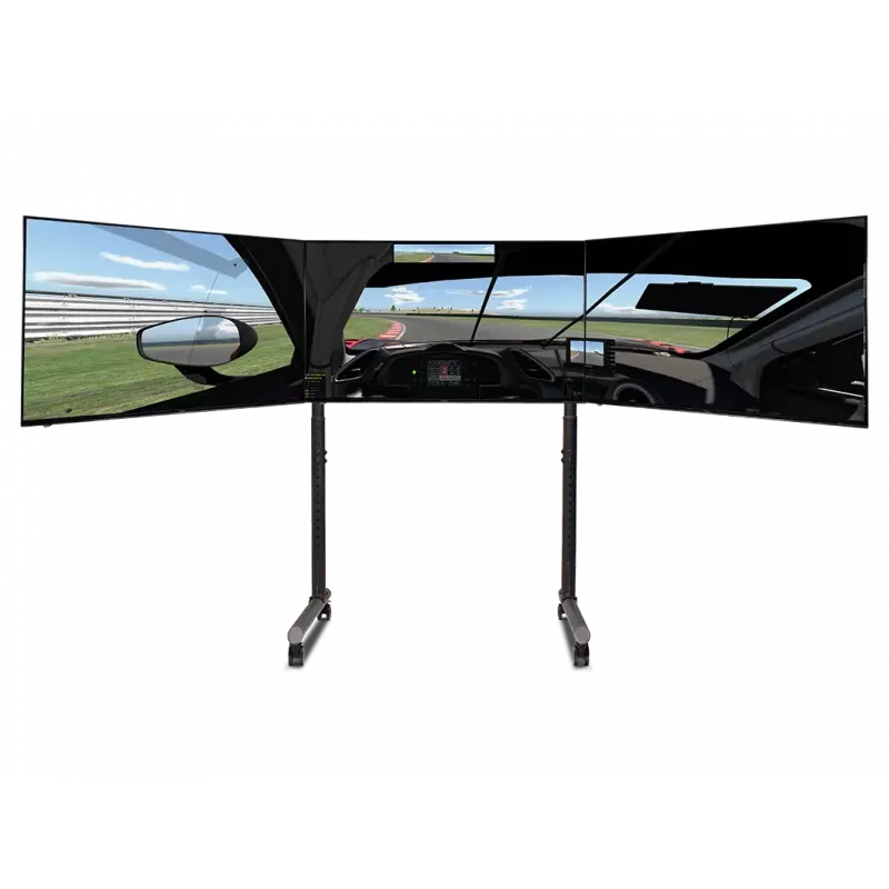 Next Level Racing Soporte de suelo para monitor individual con tubo redondo para hasta 3x43 pulgadas Altura ajustable Inclinación Capacidad máx. 50 kg Negro