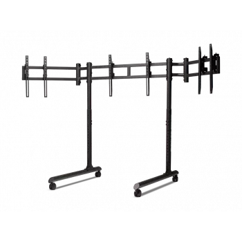 Next Level Racing Soporte de suelo para monitor individual con tubo redondo para hasta 3x43 pulgadas Altura ajustable Inclinación Capacidad máx. 50 kg Negro