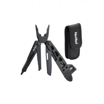 NEXTOOL multiusos Vanguard llave inglesa NE20131 multiusos EDC 15 en 1 de acero inoxidable con llave inglesa ajustable, alicates, cuchillo, sierra, destornillador, rompe cristales, funda de nailon