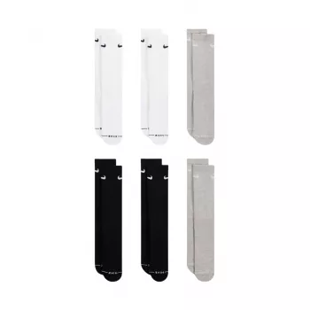 Nike Everyday Elevated Pack de 6 calcetines crew, blanco/negro/gris, EU 38-42.5