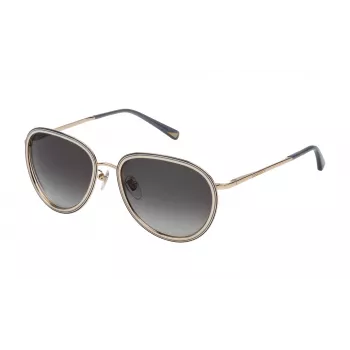 NINA RICCI Gafas de sol de mujer estilo ojo de gato SNR057570361 - Montura de acetato negra, lentes degradadas grises