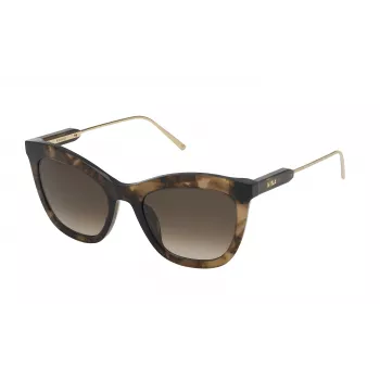 NINA RICCI Gafas de sol de mujer SNR300520GGU - Brown Havana, lentes degradadas grises, 52 mm