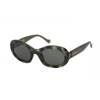 NINA RICCI Gafas de sol de mujer SNR321520P66 Havana marrón montura de acetato lentes grises degradadas 52mm