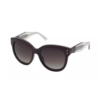 Gafas de sol de mujer NINA RICCI SNR3245501CK - Montura de acetato negra, lentes de policarbonato grises, 55/18/140 mm